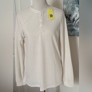 All In Motion New White Long Sleeve Henley Shirt Men’s Size M medium NWT